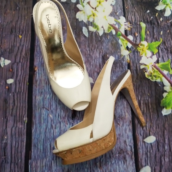 bebe Shoes - Bebe Zahara PeepToe Platform Slingbacks